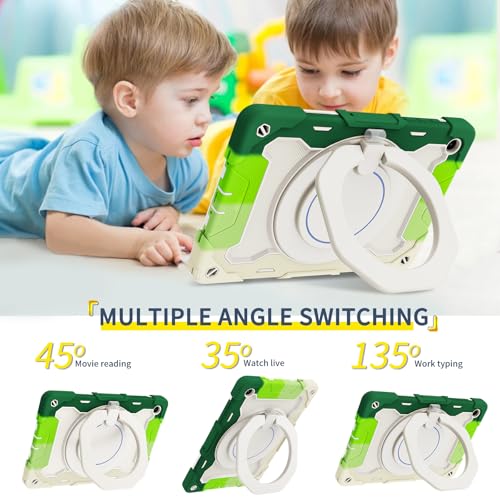 Coque Samsung Galaxy Tab A11+ et A9+ avec support rotatif antichoc vert - 3