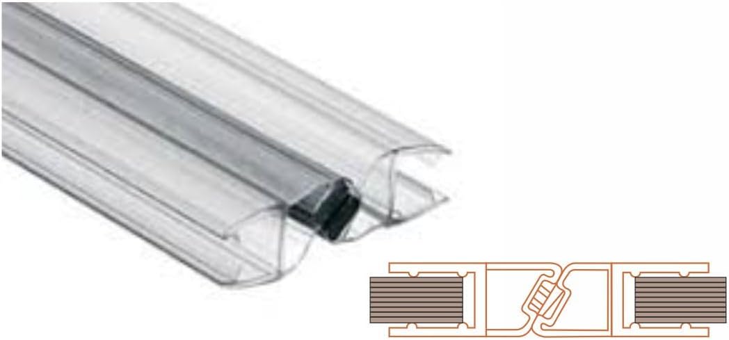 Magnetic Seal 180 Degree for Shower and Partition Doors, 2.2 Meter Length for 8 to 10 mm Panels, Strong Closure and Leak Control, Model SSP-09 (Transperant)