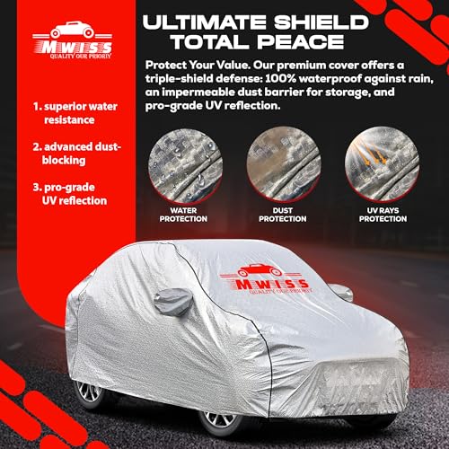 Image of Waterproof Car Body Cover for Renault Kiger | Mirror & Antenna Pocket Anti-Scratch with Soft Cotton Inner Lining Triple Stitched Protection| Heat Resistant | Rain Protection (Silver)