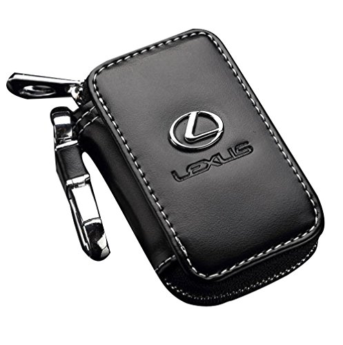 Black Key chain Bag Leather Ring Holder Case Car Auto Coin Universal Remote Smart Key cover Fob Alarm Security Zipper keychain Wallet Bag for Lexus
