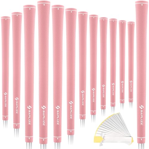 SAPLIZE Womens Exclusive Golf Grips 13 Pack Soft Rubber Golf Club Grips with Optimized Taper Design Comfortable & Shock-Absorbing G30 Candy Series Standard Pink 13 Grips with Tapes