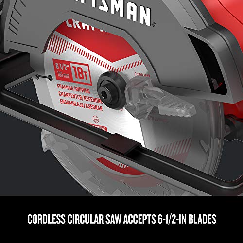 CRAFTSMAN V20 Cordless Circular Saw, 6-1/2 inch, Bare Tool Only (CMCS500B) - image 6