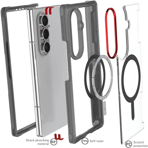 Image of Ghostek Covert Clear Galaxy Z Fold7 Case with Built-in Kickstand, MagSafe and Full Hinge Protection Designed for 2025 Samsung Galaxy Fold 7 (8 inch) (Smoke)