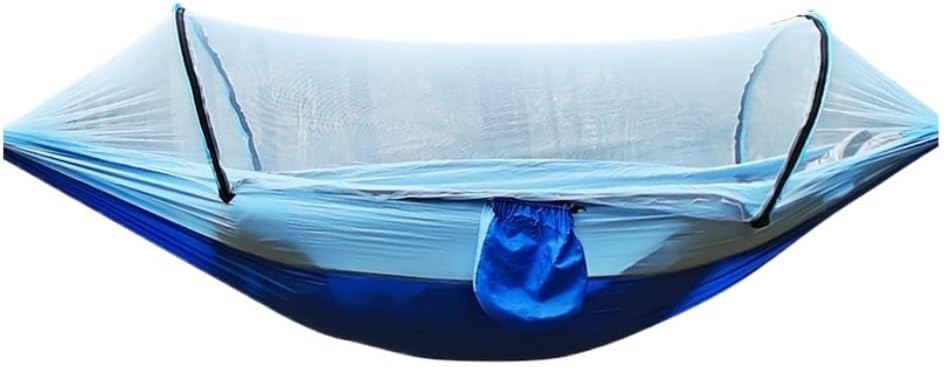 Hammock Automatic Quick-Opening Mosquito Net Hammock Outdoor Camping Anti-Rollover Nylon Hammock with Mosquito Net Hammocks for Outside(Blue)