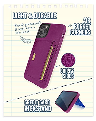 Image of Smartish iPhone 11 Pro Wallet Case - Wallet Slayer Vol. 2 [Slim Protective Kickstand] Credit Card Holder (Silk) - Purple Reign