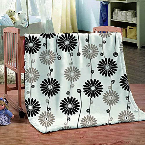 Couverture microfibre douce fleurs noires isolante et toutes saisons - 4