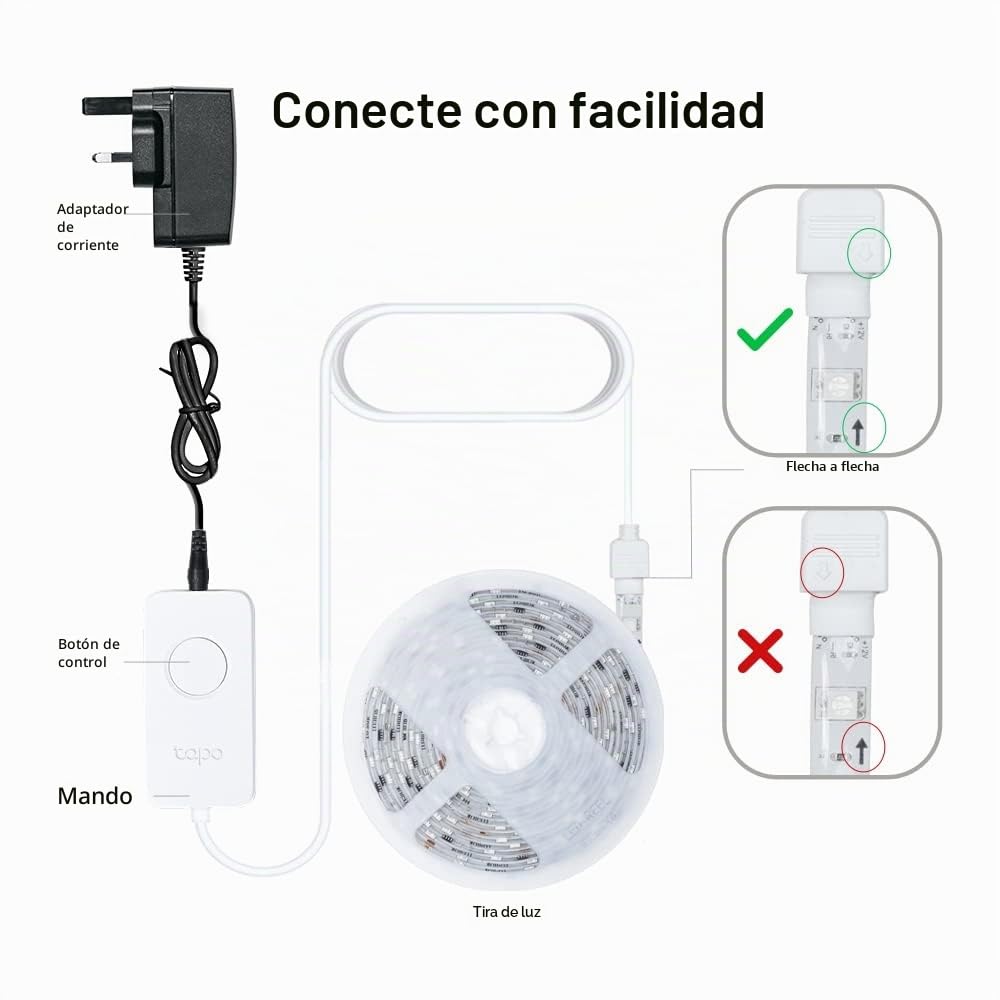 TP-Link Tapo,Tira de luz LED inteligente, 5 m, control de aplicación Wi-Fi RGB multicolor, funciona con Alexa y Google Home, adecuado para decoración de TV y cocina (Tapo L920-5)