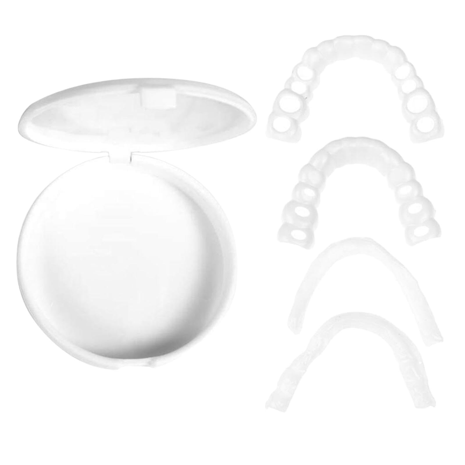 Smiling Snap False Teeth Veneers 2PCS Cosmetic Tooth Covers Upper And Lower Comfort Fit Fake Teeth White Halloween Party Costume Dental Accessory-image-17
