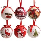 6er Set Christbaumkugel Nostalgie Christmas Tree Decoration Ball Weihnachtsdekorative Plastikkugeln Weihnachts hängende dekorative Kugel 8cm Weihnachtskugel Weihnachtsbaumkugeln Hängende Kugel