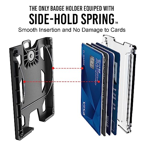 Govo Badge Holder/Wallet - Durable Polycarbonate Id/Credit Holder With Metal Clip And 4 Cards Slot (Holds 1To 4 Cards) Black #TOP1