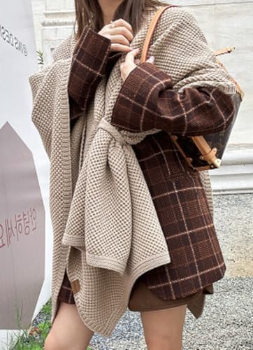 Epsion Women's Shawl Wraps Knitted Sweater Scarf Solid Color Knotted Lightweight Outwear Shoulder Scarf2