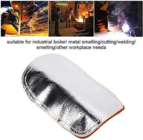 Dioche High Temperature Hand Guard Shield, Anti High Heat Transfer Flow Hand Guard Gloves Heat Shield Split Leather Leather Aluminized Back Weld Hand Pad #TOP2