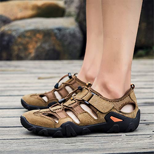ChicWind Men's Leather Fisherman Sandals Closed Toe Outdoor Hiking Athletic Sport Water Shoes4