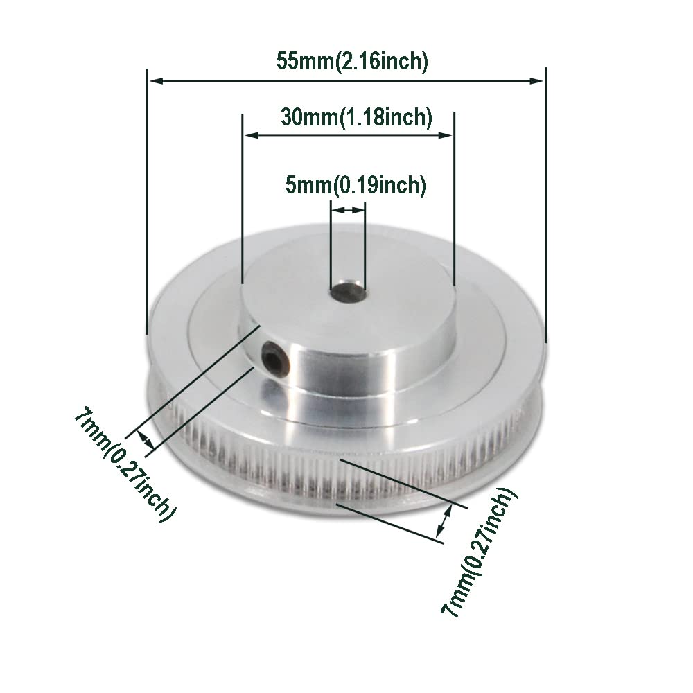 2GT Pulleys 80 Teeth 5mm Bore 80T Timing Belt Pulleys Synchronous Wheel Aluminum for Width 6mm Belt 3D Printers Parts, 4pcs/Pack(Size: 80T-5mm Bore) — Amazon image 2