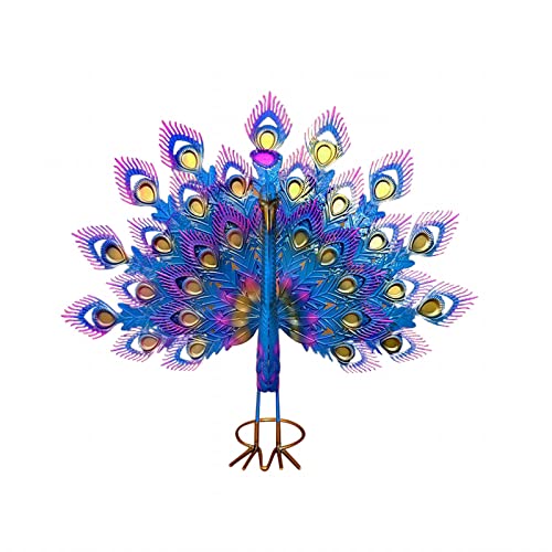 Beautiful Peacock Statue Decor, Metal Peacock Statue Garden Decor, Beautiful Metal Peacock Outdoor Statue, Retro Wrought Iron Peacock Statue Decor, Outdoor Statue For Yard Home Art Decor (30X30X20Cm) #TOP22