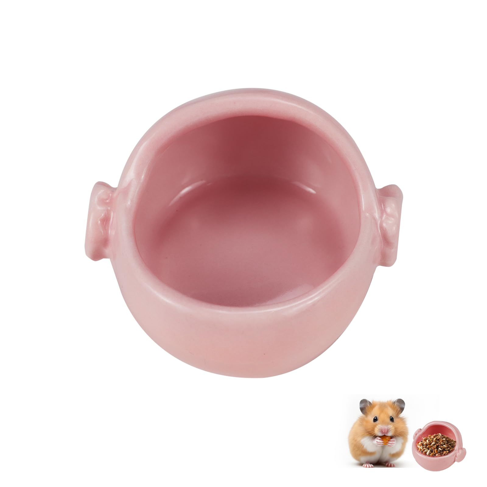 LuckyOpt Ceramic Hamster Bowl, Easy to Clean Anti Flipping Hamster Food and Water Bowl Feeding Bowl, Small Animal Bowls for Dwarf Hamsters Parrots Rodent Feeding (Pink)