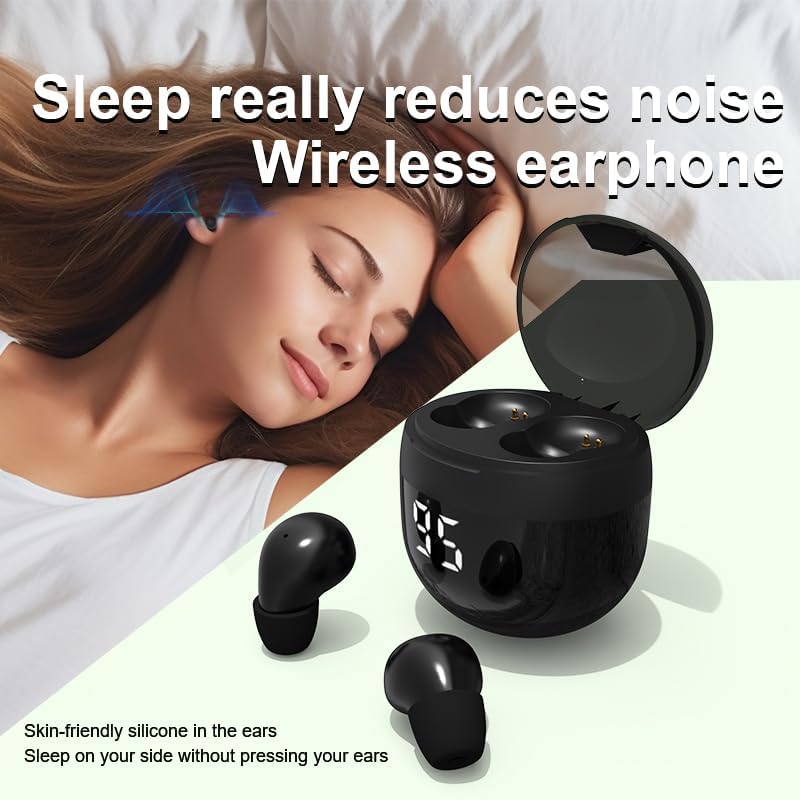 Invisible Wireless Earbuds Bluetooth,Tiny Small Design Premium Sound Auto Pairing Smart Touch Control,Headphones for Work Sports (Black)