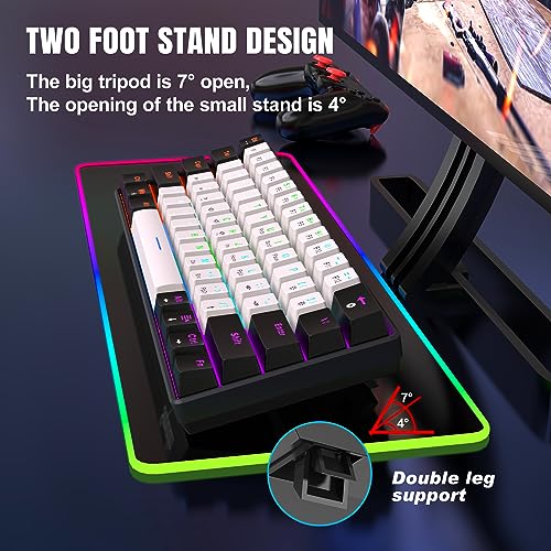Image of Snpurdiri 60% Mechanical Keyboard Blue Switches, 61-Key Small Compact Gaming Keyboard for Windows Laptop PC Mac (Black White, Blue Switch) (Upgrade)