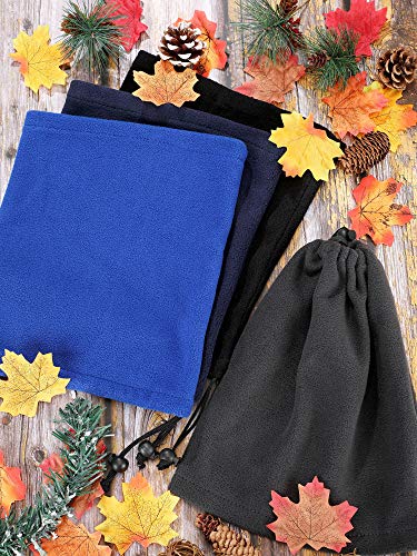 4 Pieces Winter Neck Warmers Fleece Gaiter Windproof Face Covering (Black, Blue, Dark Gray, Navy Blue) #TOP6