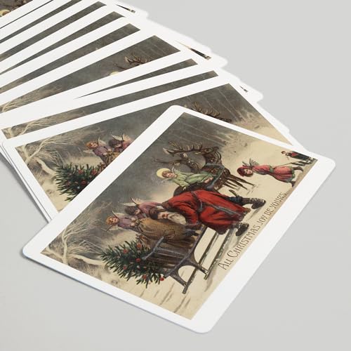 Juego de cartas vintage Christmas Greeting de 52 piezas miniatura 5