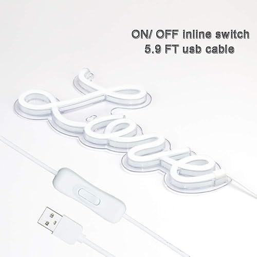 Miniatura 8 de Letrero de neón LED de amor blanco de 5 V, Navidad, boda, fiesta, decoración de pared, lámpara de pared alimentada por USB, luz nocturna para