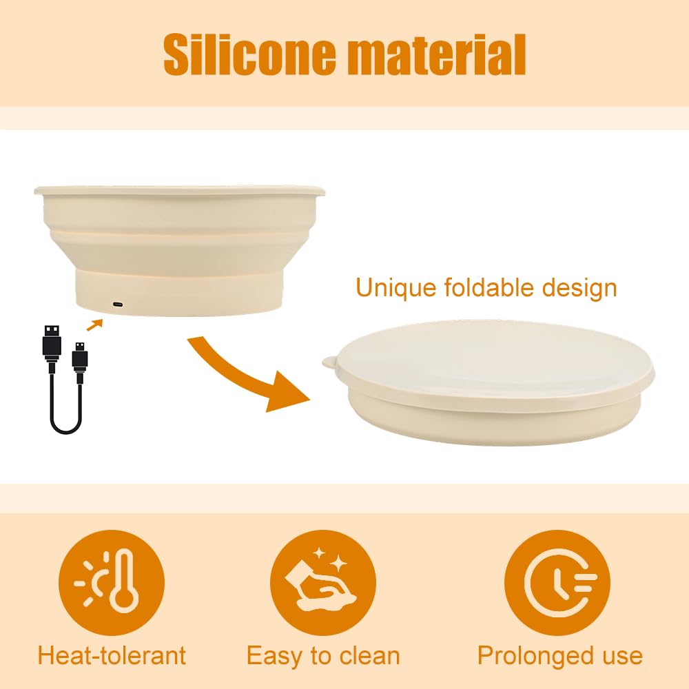 Panier à Pain Chauffant en Silicone, Panier de Fermentation Électrique Thermostatique, Bol de Fermentation Pliable pour le Levain, Idéal pour les Cuisines d'hiver, la Cuisson du Yaourt et des Pizzas