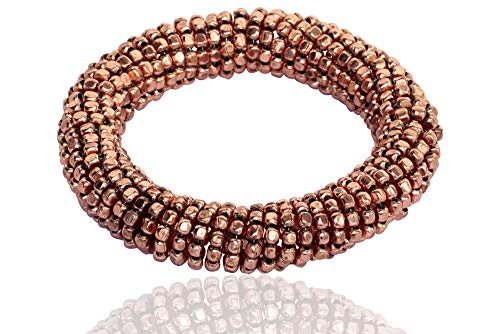 Image of Touchstone Indian Colorful Bead Bracelet Bollywood Beaten Metal Beads Openable Broad Cuff Bracelet in Gold or White Tone for Women.