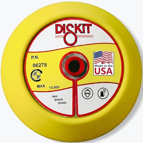 Diskit Pro Series 6 Inch Replacement Sanding Pad, PSA, 5/8″-11 Female, Soft, Slant Profile, 0 Holes
