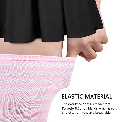 Image of DRESHOW Extra Long High Thigh Socks Striped Over Knee Thin Tights Long Stocking