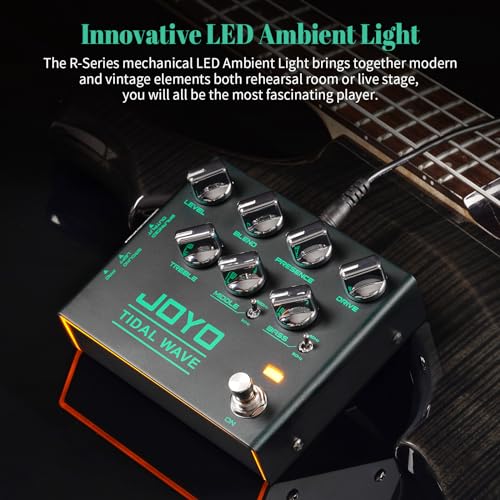 Image of JOYO Bass Preamp & DI Guitar Pedal, Blend Control with MID SHIFT /BASS SHIFT EQ, Drive & Presence, XLR DI Out & Cab Sim, Bypass (TIDAL WAVE R-30)