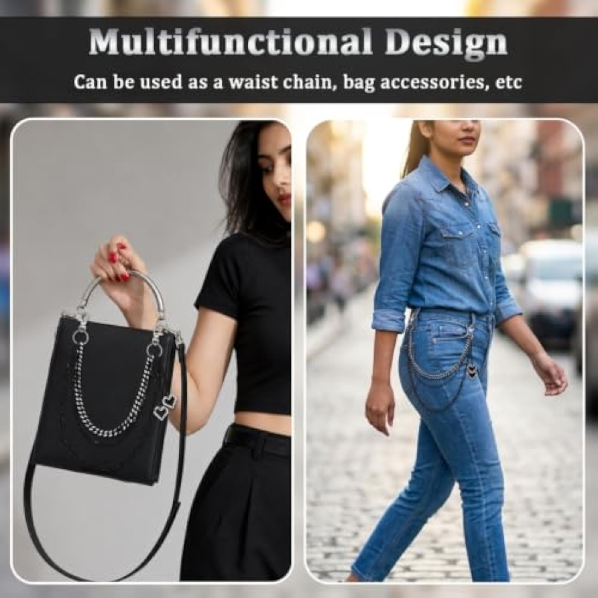 Double Layer Skull Charm Pants Chain for Jeans