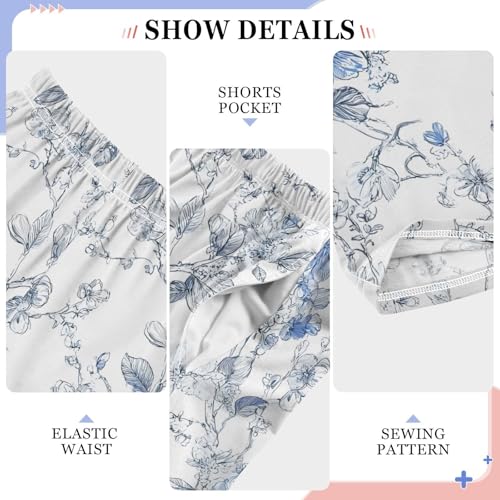 Blue Floral White Paisley Pajama Pants Long Sleep Pant Soft PJ Bottoms Sleepwear4