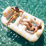Float Joy Luftmatratze Pool XL 2 Personen Groß Luftmatratze Wasser Erwachsene Aufblasbare Wasserhängematte Tanning Pool Badeinsel Schwimminsel Pool Spielzeug Wassermatratze