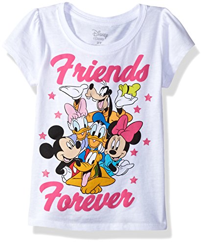 Disney Toddler Girls  Mickey and Friends Short Sleeve Puff Tee, White, 5T