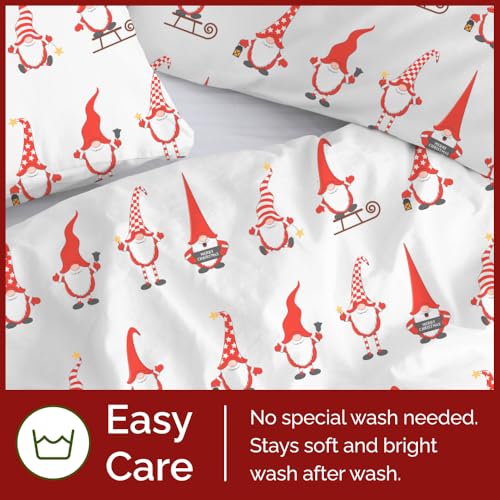 Image of CGK Unlimited Christmas Duvet Cover Twin Size - 68 x 90, Holiday Gnomes Red