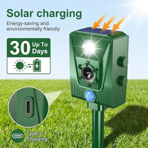 Repellente Per Gatti, Dissuasori Per Piccioni, 2025 Nuovo Ultrasuoni Solare Repellente Gatti Repeller Per Piccioni,Uccelli,Cani,Topi,Volpi, Ultrasound Per Animali - 5