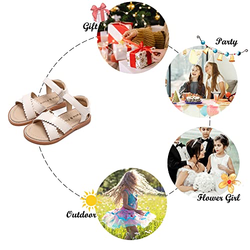 Image of Felix & Flora Toddler Girl Sandals -Flower Girl Dress Shoes Open Toe Little Kid Flats