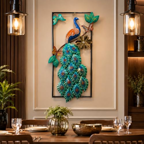 Image of SHREE 'O' GREEN TECH - Luxury Metal Peacock Wall Art Decorative Iron Wall Hanging for Living Room Bedroom Dining Room Office Hotel Modern Home Decor Handmade Sculpture