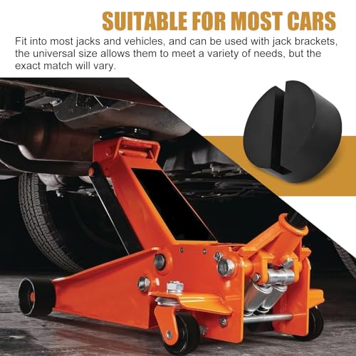 Image of 2 PCS Cars 2.91 inch x 1.34 inch Floor Jack Rubber Pads, Slotted Welded Side Frame Rail Jack Stand Anti-Skid Cushion Pad Adapter, Portable Auxiliary Repair Accessories for Vehicles (Black)