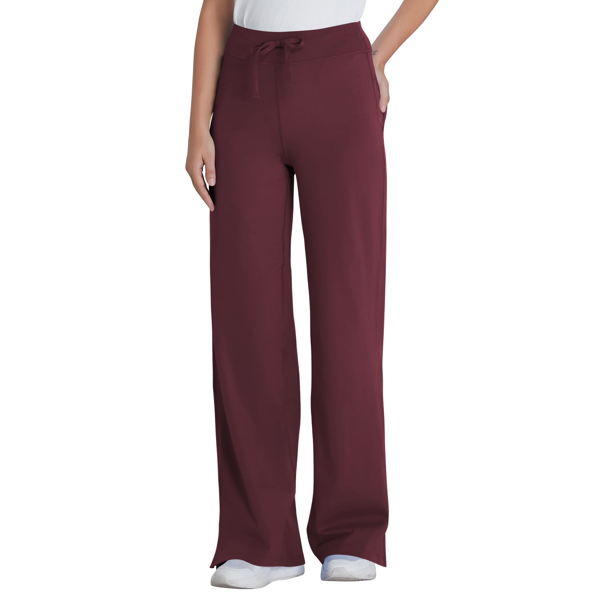 QBK Wide Leg Scrub Pants for Women - High Rise Straight Wide Leg Yoga Scrub Uniform Pants Anti-Wrinkle