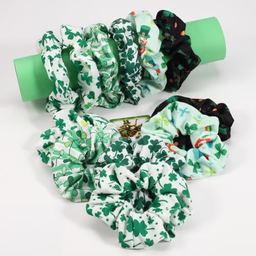 Green-Shamrock-and-Rainbow-Elastic-Hair-Scrunchies-12PCS-Gifts-for-Women-Teen-Girls-St-Patricks-Day-Decor-Hair-Accessories
