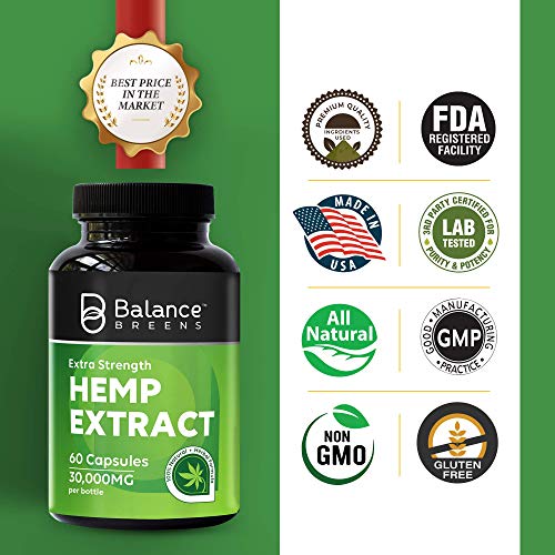 Balance Breens Hemp Extract Capsules 30,000 mg per Bottle - Supports Brain Functions, Immune Support - Rich in Omega 3-6-9 Fatty Acids - Image 3