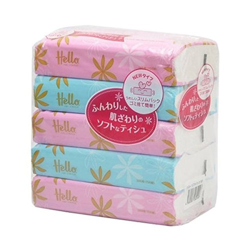 Amazon.co.jp: ハロー ソフトパックティッシュ 300枚(150組)×5個