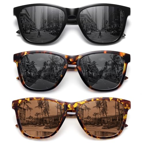 3Pack Retro Polarized Sunglasses for Women Men