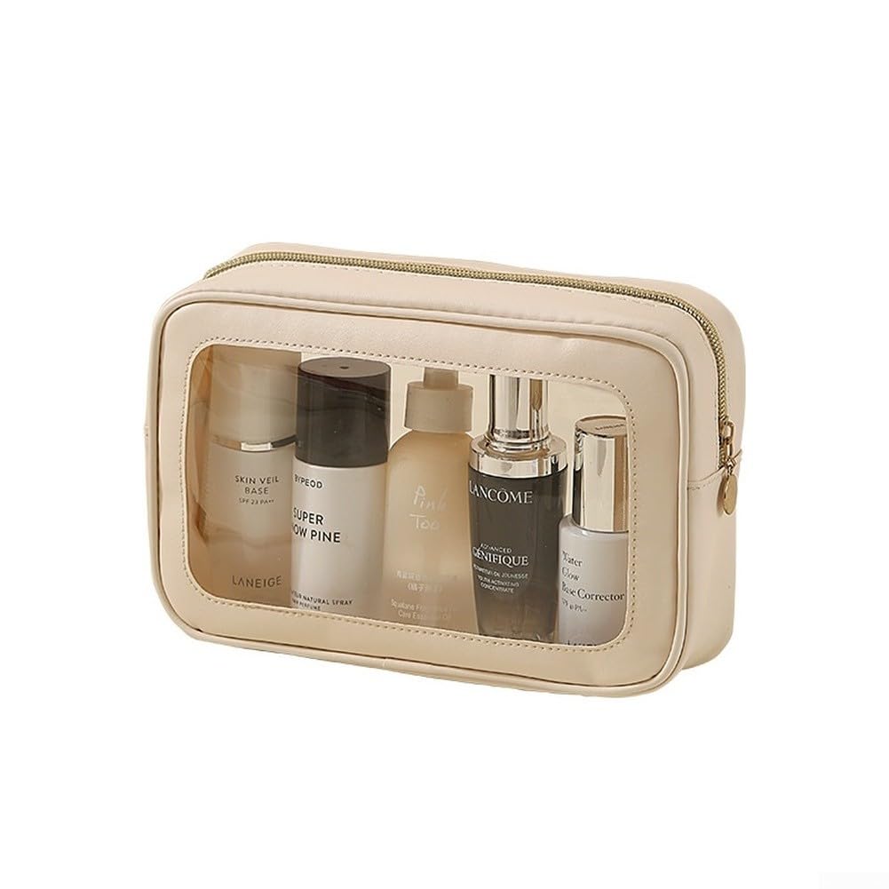 Neceser PVC Transparente Grande Impermeable Maquillaje(White In The Middle)