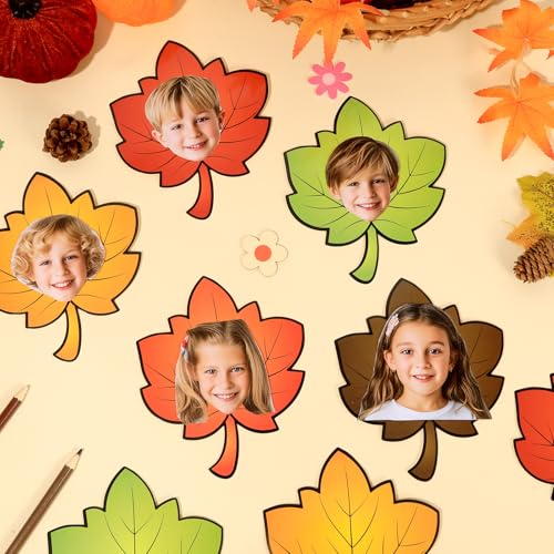 Image of gisgfim 80Pcs Fall Cutouts Maple Leaves Decorations Bulletin Board Autumn Theme Maple Leaf Paper Cut-Outs Classroom Decor for Boy Girl DIY Craft Photo Wall Kindergarten Preschool Party Favor Supply