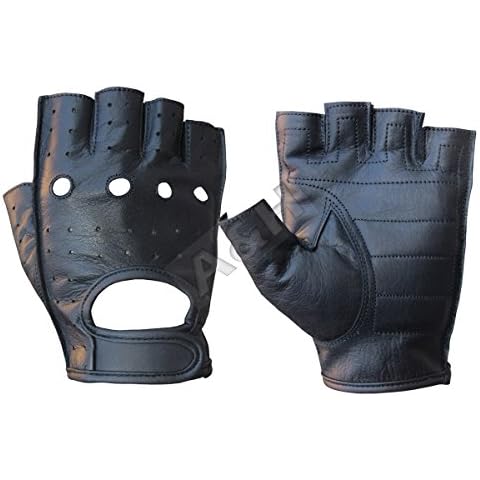 A&H Apparel Leather Motorcycle Glove Genuine Cowhide Fingerless Leather Driving Gloves (Large) Cover