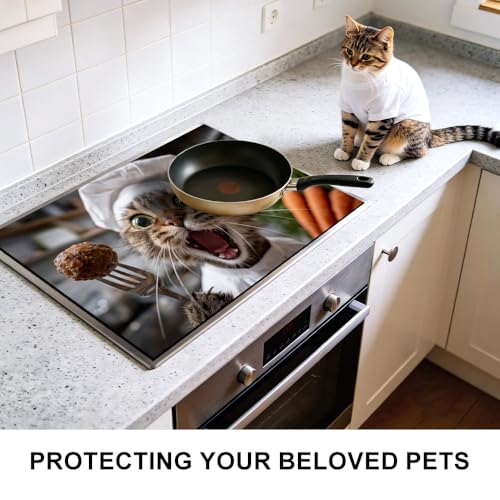 Image of Funny Cat Chef Stove Top Covers for Electric Stove, 28.4x20.5 in
