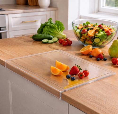SWSKR Clear Acrylic Cutting Board with Juice Groove,1pcs Clear - 17''x13'' - image 1