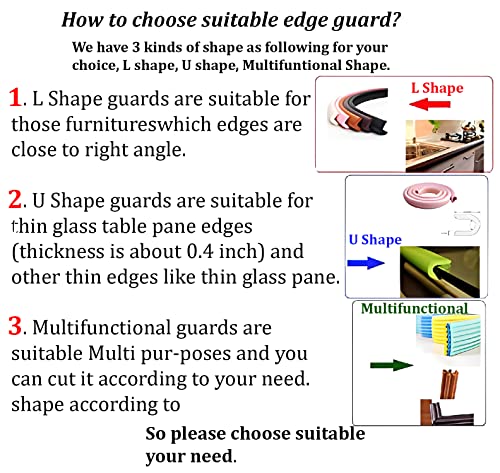 Image of SYGA Safety Strip Furniture Edge Guard + Corner Protector - 6.5ft Edge Guard + 4 Corner Guards for Baby Proofing and Child Safety (Brown Combo)